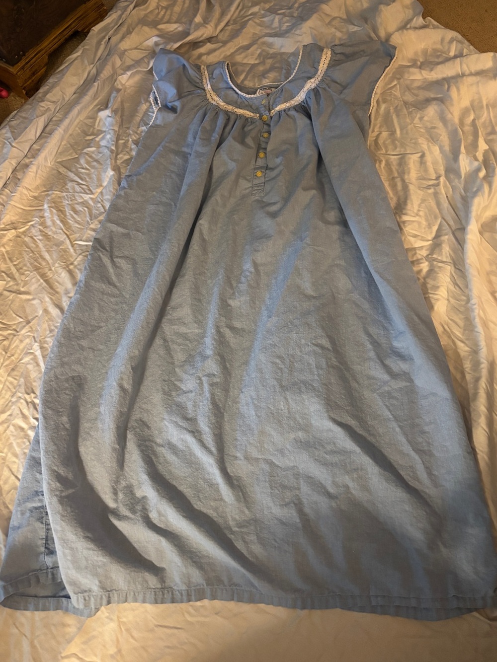 Vintage 80’s Honors Light Blue Nightgown with Lace Trim XL